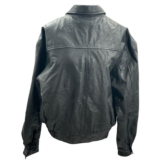 Vintage Y2K Men's Black Leather Aviator Jacket Large - Picture 4 of 7